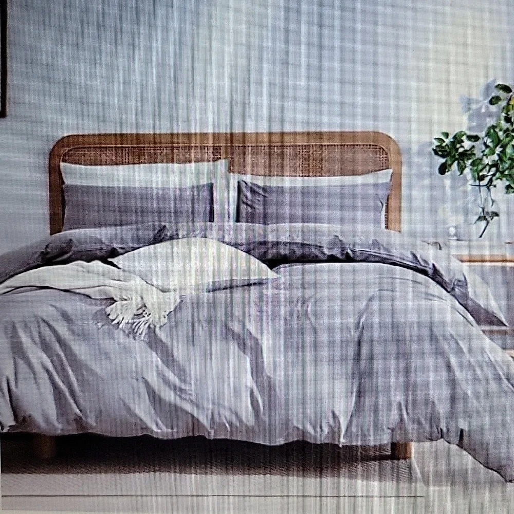 Moomee solid duvet cover set Gray brown cotton linen Oversized King 120x98 NEW…